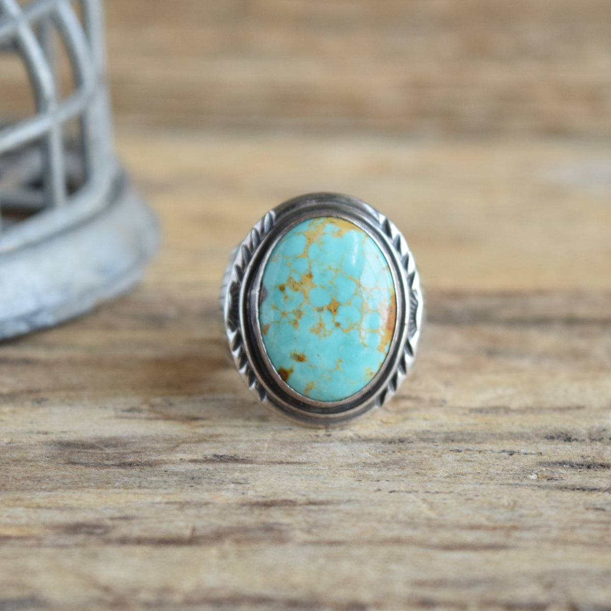 Will Denetdale - Navajo Turquoise Ring - Size 9